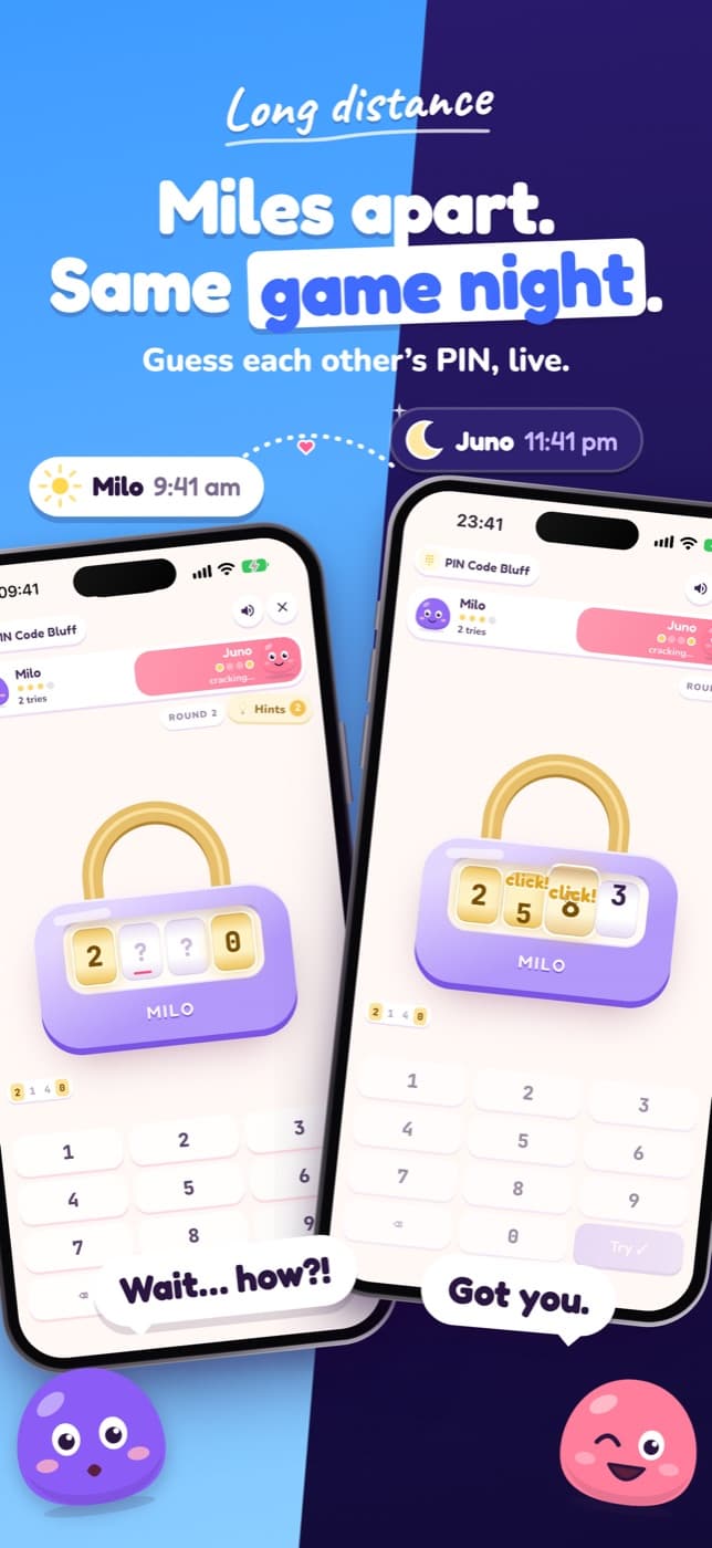 LoveYug store screenshot: playing live from two phones apart.