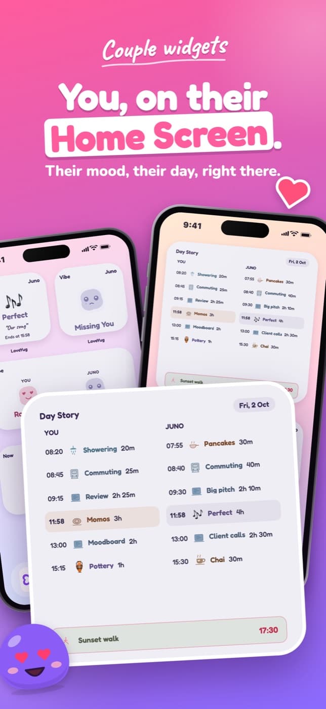 LoveYug store screenshot: couple widgets on the Home Screen.